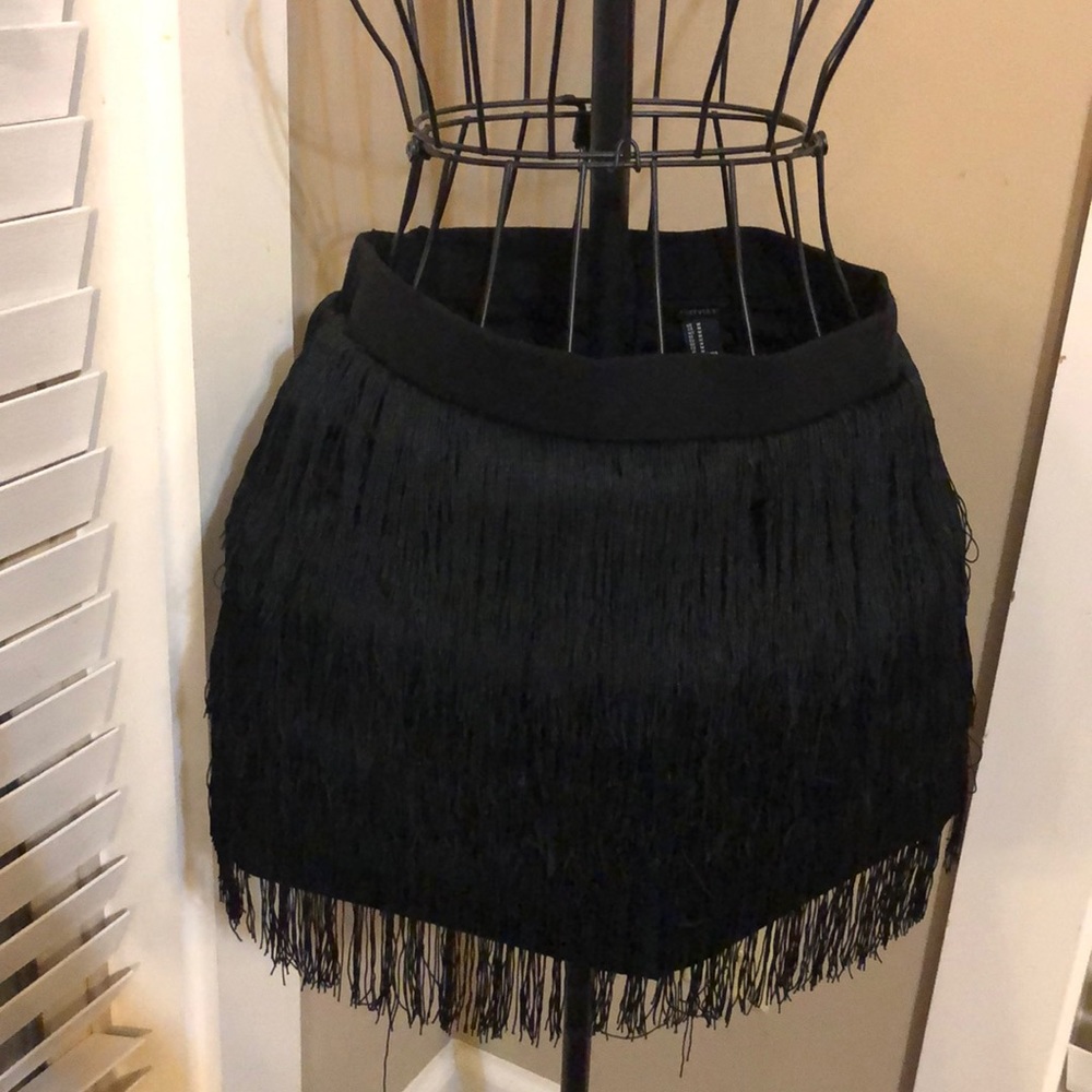 Black Forever 21 Fringe Skirt